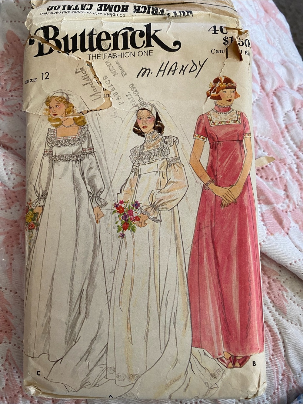 Butterick size 12 sewing pattern bridal gown